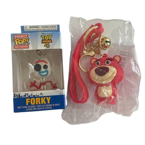 2 Brand New Disney Pixar Toy Story Key Chains - Forky and Lots-o'-Huggin' Bear - Picture 1 of 2
